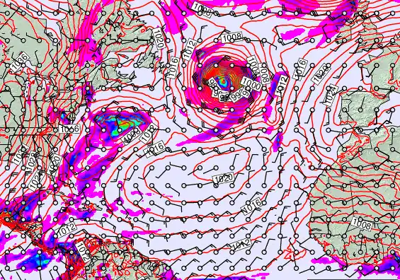 North Atlantic forecast chart for Monday, February 23rd, 2026 at 6:00 PM