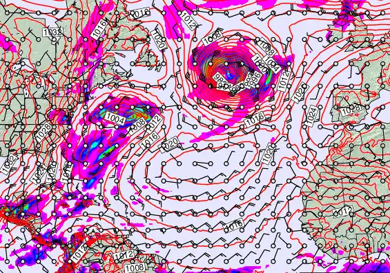 North Atlantic forecast chart for Tuesday, February 24th, 2026 at 12:00 AM