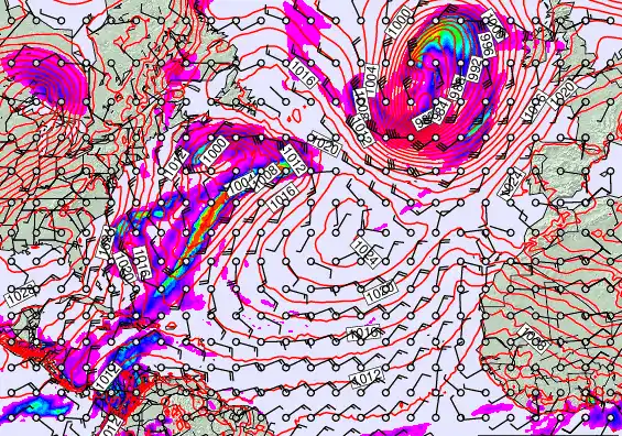 North Atlantic forecast chart for Tuesday, February 24th, 2026 at 6:00 PM