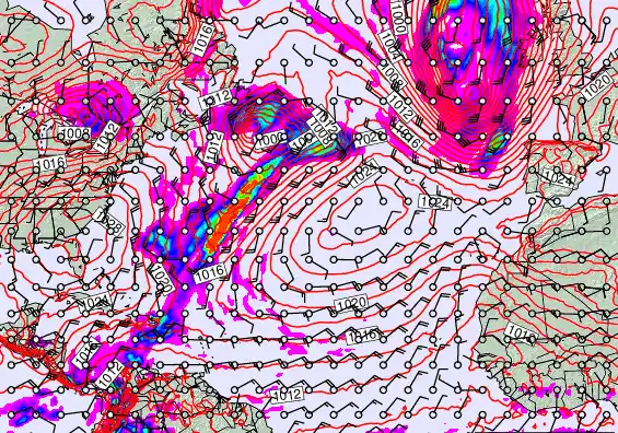 North Atlantic forecast chart for Wednesday, February 25th, 2026 at 6:00 AM