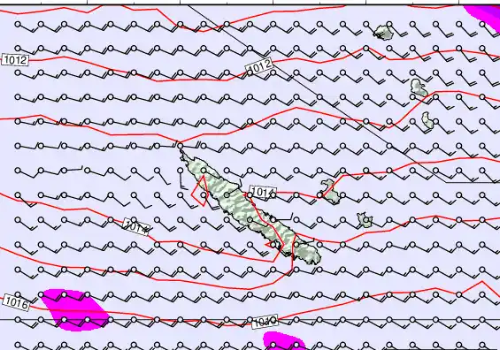 New Caledonia forecast chart for Thursday, November 21st, 2024 at 6:00 AM