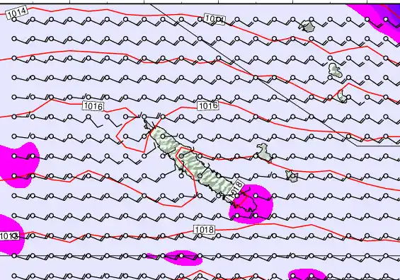 New Caledonia forecast chart for Thursday, November 21st, 2024 at 12:00 PM