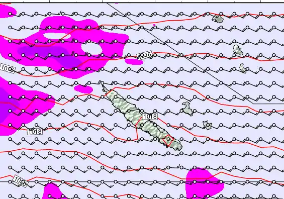 New Caledonia forecast chart for Tuesday, June 17th, 2025 at 6:00 PM