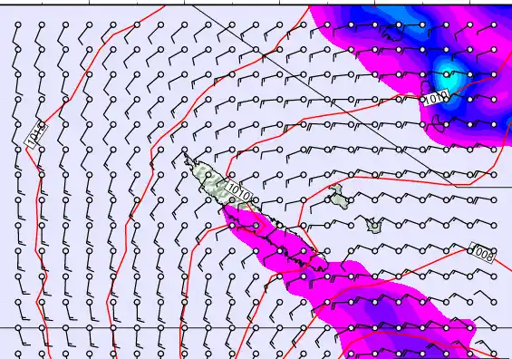New Caledonia forecast chart for Tuesday, August 26th, 2025 at 12:00 PM