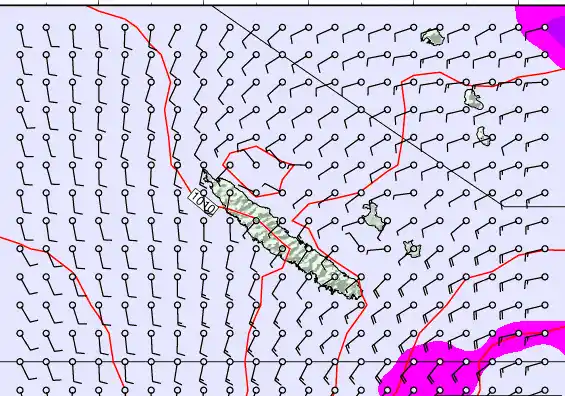 New Caledonia forecast chart for Wednesday, August 27th, 2025 at 6:00 AM