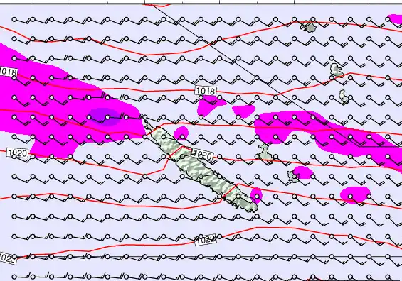 New Caledonia forecast chart for Sunday, August 31st, 2025 at 6:00 PM