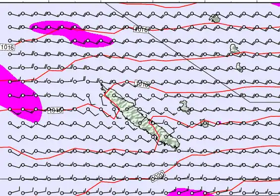 New Caledonia forecast chart for Monday, September 1st, 2025 at 6:00 AM