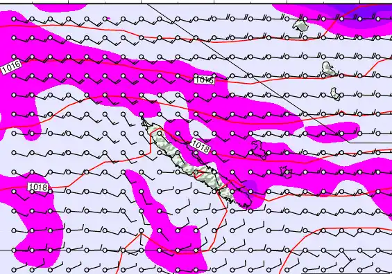 New Caledonia forecast chart for Monday, September 1st, 2025 at 6:00 PM