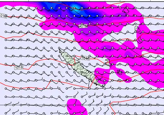 New Caledonia forecast chart for Tuesday, September 2nd, 2025 at 12:00 AM