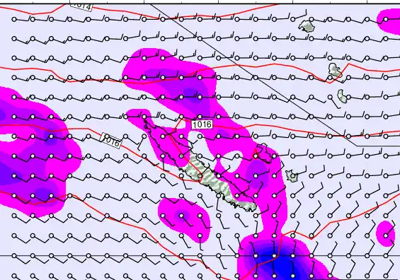 New Caledonia forecast chart for Monday, September 22nd, 2025 at 12:00 AM