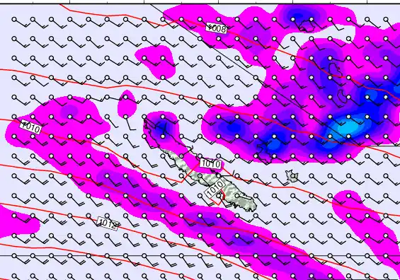 New Caledonia forecast chart for Wednesday, February 4th, 2026 at 6:00 AM