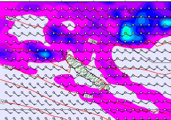New Caledonia forecast chart for Wednesday, February 4th, 2026 at 6:00 PM