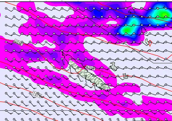 New Caledonia forecast chart for Thursday, February 5th, 2026 at 12:00 AM