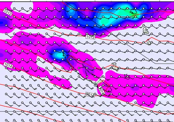 New Caledonia forecast chart for Thursday, February 5th, 2026 at 12:00 PM