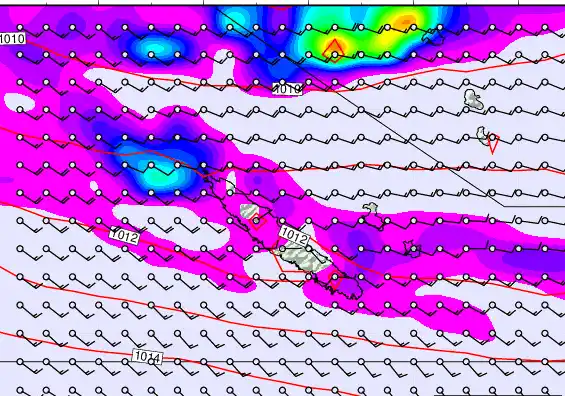 New Caledonia forecast chart for Thursday, February 5th, 2026 at 6:00 PM