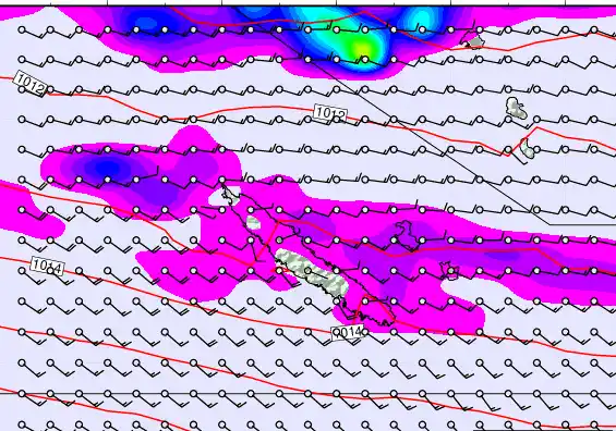 New Caledonia forecast chart for Friday, February 6th, 2026 at 12:00 AM