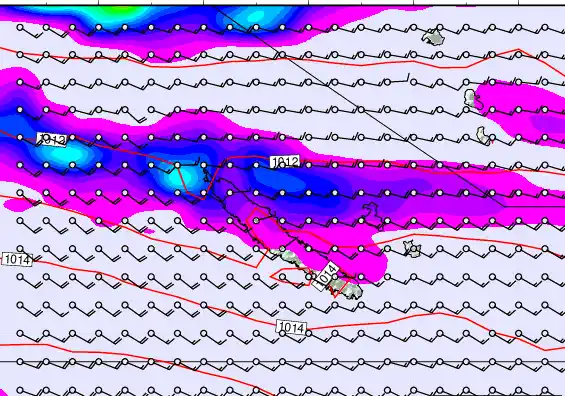 New Caledonia forecast chart for Friday, February 6th, 2026 at 12:00 PM