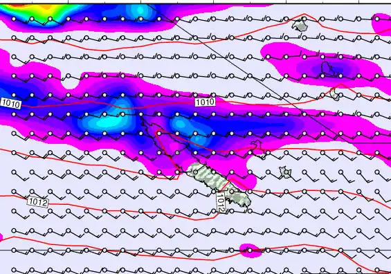 New Caledonia forecast chart for Friday, February 6th, 2026 at 6:00 PM