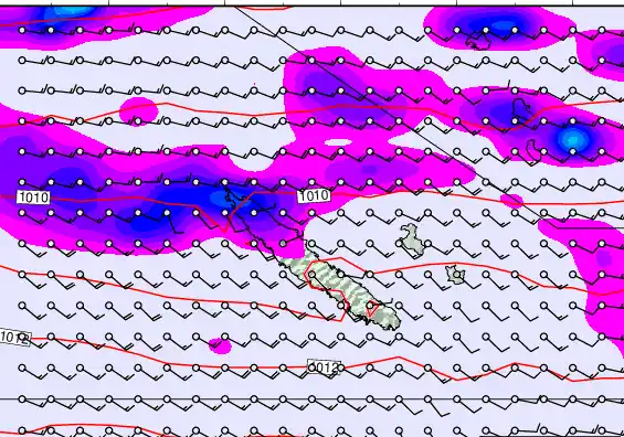 New Caledonia forecast chart for Saturday, February 7th, 2026 at 6:00 AM