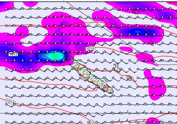 New Caledonia forecast chart for Saturday, February 7th, 2026 at 12:00 PM