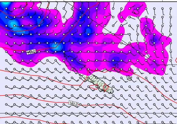 New Caledonia forecast chart for Tuesday, February 10th, 2026 at 6:00 AM
