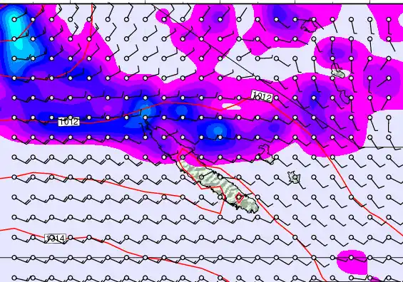 New Caledonia forecast chart for Tuesday, February 10th, 2026 at 12:00 PM