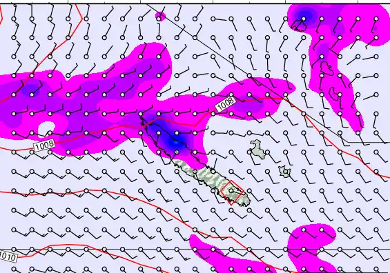 New Caledonia forecast chart for Wednesday, February 11th, 2026 at 6:00 AM