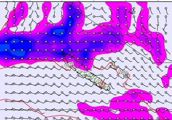 New Caledonia forecast chart for Wednesday, February 11th, 2026 at 12:00 PM