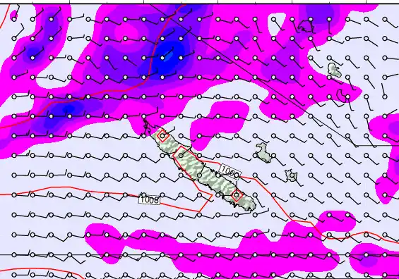 New Caledonia forecast chart for Wednesday, February 11th, 2026 at 6:00 PM