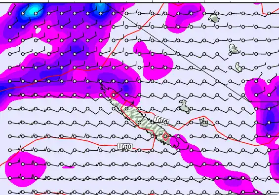 New Caledonia forecast chart for Thursday, February 12th, 2026 at 12:00 PM