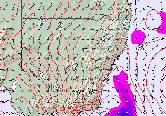 New South Wales forecast chart for Thursday, September 18th, 2025 at 6:00 PM