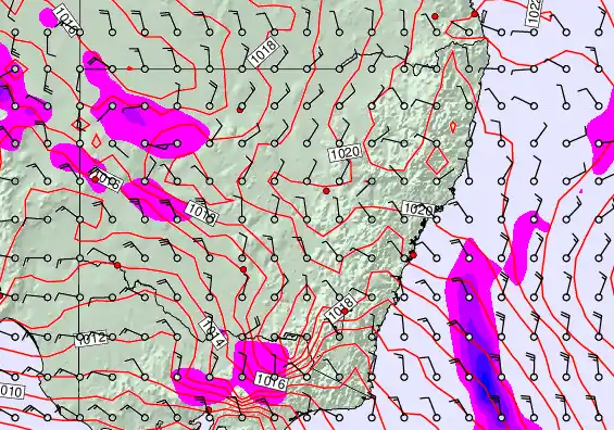New South Wales forecast chart for Friday, September 19th, 2025 at 12:00 AM
