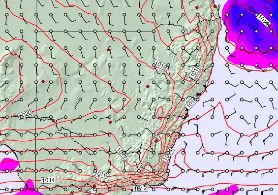 New South Wales forecast chart for Saturday, September 20th, 2025 at 6:00 PM