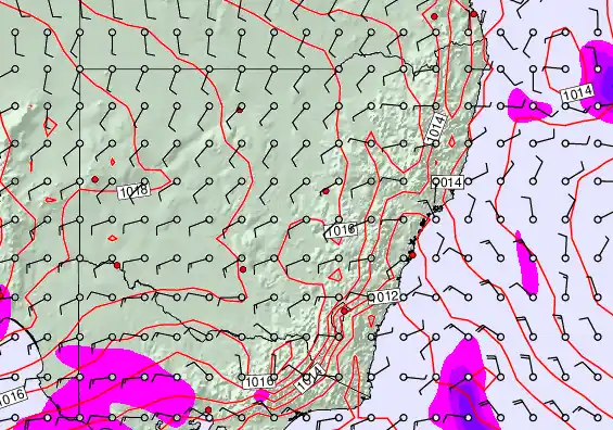 New South Wales forecast chart for Sunday, September 21st, 2025 at 6:00 AM