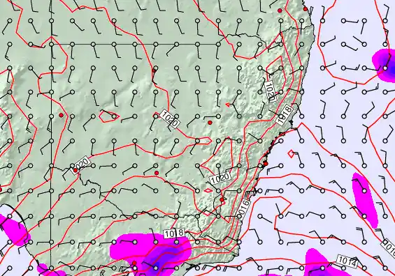 New South Wales forecast chart for Sunday, September 21st, 2025 at 12:00 PM
