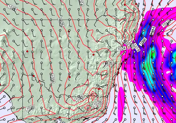 New South Wales forecast chart for Tuesday, September 23rd, 2025 at 12:00 PM