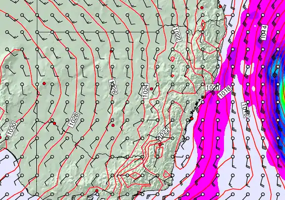 New South Wales forecast chart for Wednesday, September 24th, 2025 at 12:00 AM