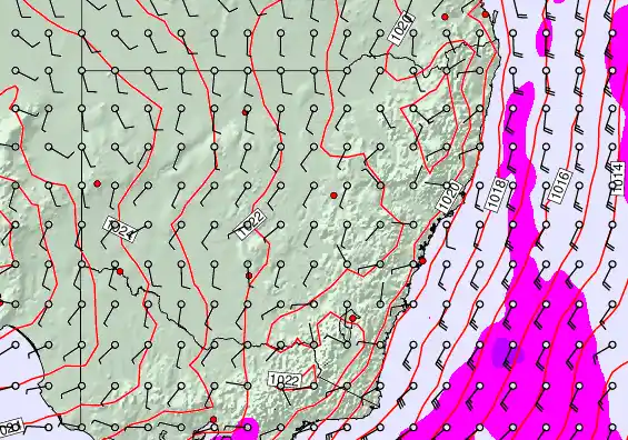 New South Wales forecast chart for Wednesday, September 24th, 2025 at 12:00 PM