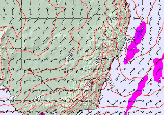 New South Wales forecast chart for Thursday, September 25th, 2025 at 6:00 AM