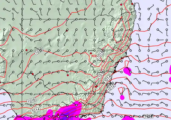 New South Wales forecast chart for Thursday, September 25th, 2025 at 12:00 PM