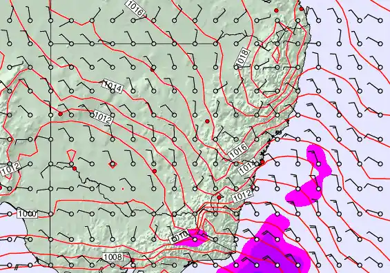 New South Wales forecast chart for Friday, September 26th, 2025 at 6:00 PM