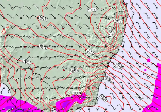 New South Wales forecast chart for Saturday, September 27th, 2025 at 6:00 AM