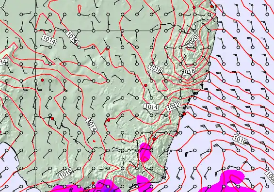 New South Wales forecast chart for Saturday, September 27th, 2025 at 12:00 PM