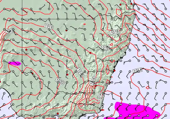 New South Wales forecast chart for Sunday, September 28th, 2025 at 12:00 AM