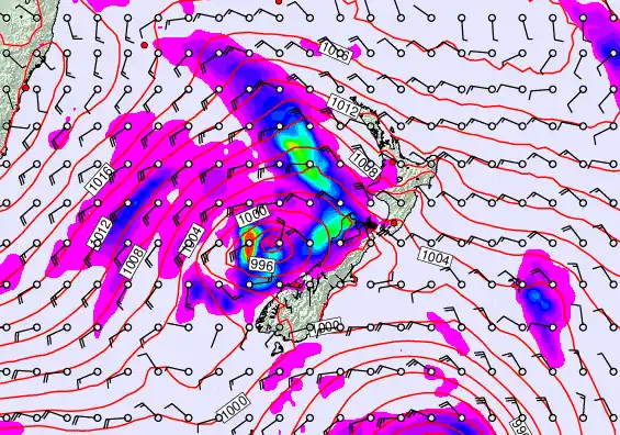New Zealand forecast chart for Tuesday, October 29th, 2024 at 12:00 AM