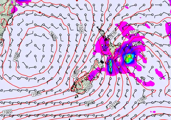 New Zealand forecast chart for Thursday, November 21st, 2024 at 12:00 PM