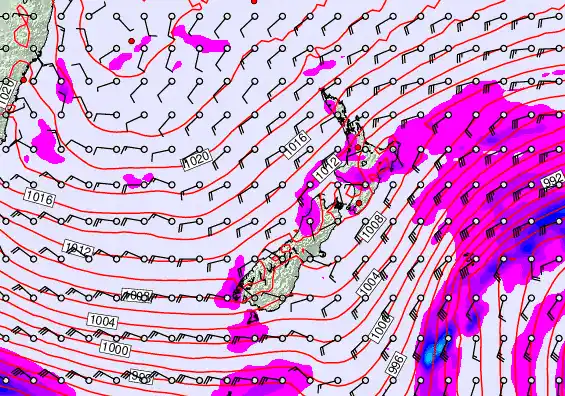 New Zealand forecast chart for Sunday, September 14th, 2025 at 6:00 AM