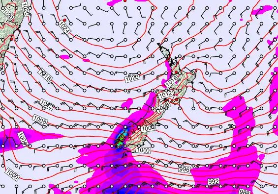 New Zealand forecast chart for Monday, September 15th, 2025 at 6:00 AM
