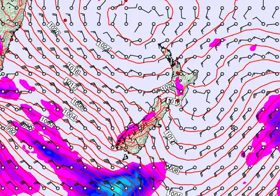 New Zealand forecast chart for Tuesday, September 16th, 2025 at 6:00 AM