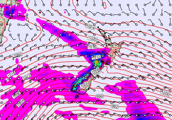 New Zealand forecast chart for Wednesday, September 17th, 2025 at 12:00 PM